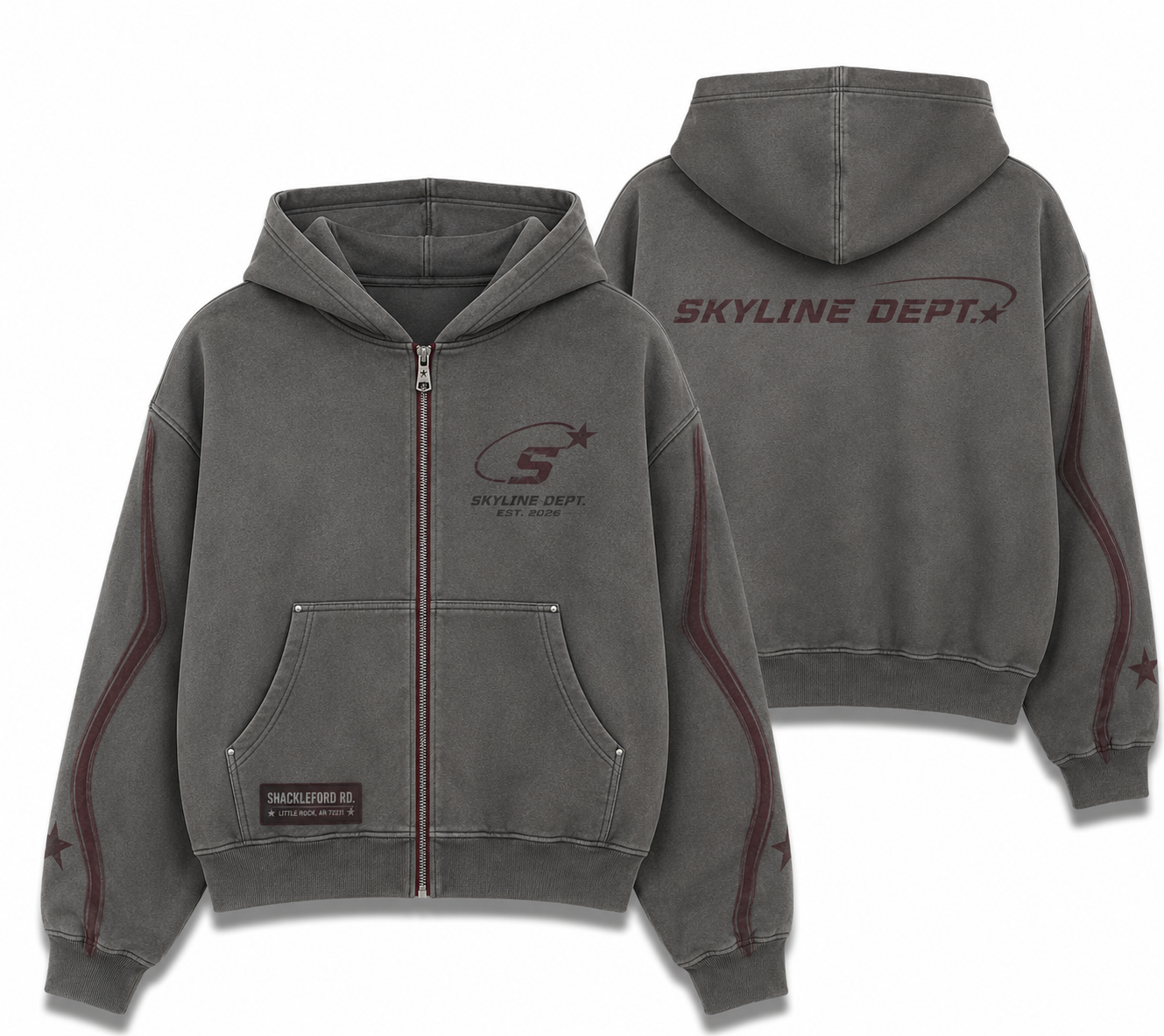 SkylineDept. Washed Grey zip up